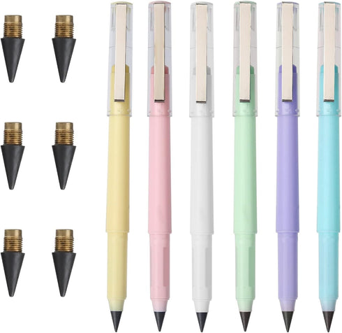 LUTER 6pcs Inkless Pencil with 6 Replacement Refills, Reusable Infinity Pencil Portable Eternal Pencil Everlasting Pencil for Writing and Drawing ...