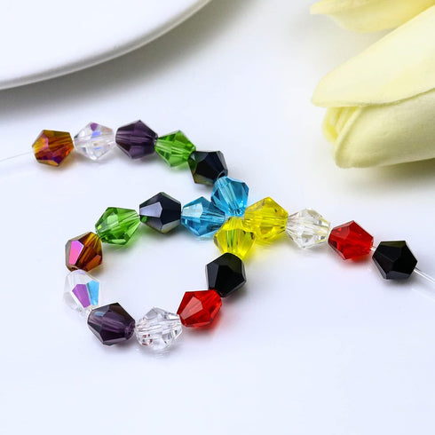 Dowarm 100PCS 8MM Crystal Beads, Amber AB Bicone Glass Beads for Jewelry Making, Craft, DIY Bracelet, Necklace, Dolls, Loose Spacer Beads...