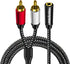3.5mm Female to 2RCA Male Stereo Audio Y Adapter Cable Compatible for TV,Smartphones, MP3, Tablets,Speakers,Home Theater (3FT/1M)...