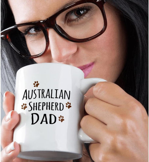 3dRose Australian Shepherd Dog Dad Mug, 15 oz, Ceramic...