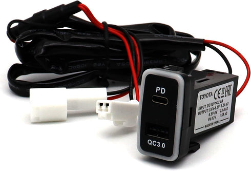 for Toyota Vigo QC3.0 & PD USB Type C Car Power Socket, PD USB C Quick Charge Car Charger USB Adapter Socket for Laptop/Smartphone...