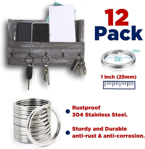 12 Pack Keychain Rings for Craft, Stainless Steel 1" Metal Flat Key Ring Clips Round Split Rings Bulk for Home Car Keys Organization,Arts & Crafts...