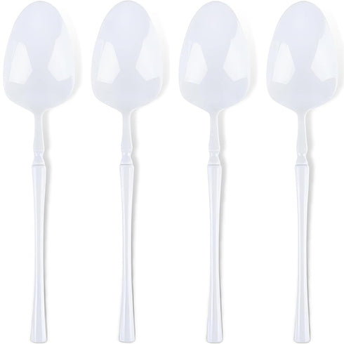 Infinity Flatware Disposable White Teaspoons - 32 Count | Posh Premium Plastic Cutlery for Special Occasions...