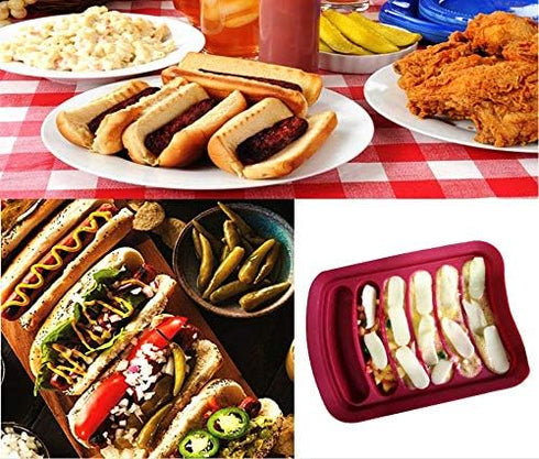 Non-Stick Silicone Sausage Mold for Homemade DIY Hot Dogs,Hot Dog Steamer,BPA Free, Hot Dog Mold for Oven and Microwave (Red, 6-Cavity) for Ice Cu...