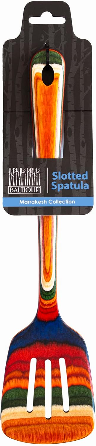 Totally Bamboo Baltique Marrakesh Collection 12-1/2" Wooden Slotted Spatula, Safe for Nonstick...