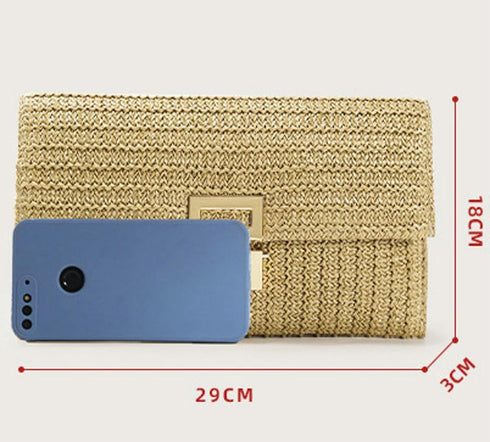 Straw Clutch Purses for Women Summer Woven Beach Bag Envelope Handbags Cell Phone Evening Purse for Wedding...