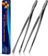 JETKONG 2 Pcs 12-Inch Food Tweezer Tongs, Stainless Steel Kitchen Tweezer Cooking Tweezers (Black)...