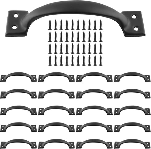 20 Pcs Black 5.5 Inch Barn Door Handles Vintage Gate Handles, Cabinet Handle Pulls Large Gate Pulls for Kitchen Cupboard Furniture Drawer Cabinet ...