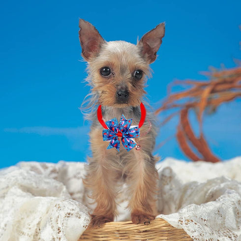 32pcs Summer Dog Collar Bow Ties, Bulk Adjustable 16pcs Small Dog Bow Ties and 16pcs Dog Neck Ties, Hawaii Fruit Dog Collar Bowties for Small Medi...