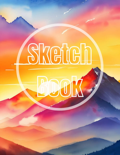 Sketch Book: Premium watercolor sunset & sunrise mountain view design cover page Sketchbook Blank Paper Pad 8.5" x 11" - sketchbook 120 Pages Blan...