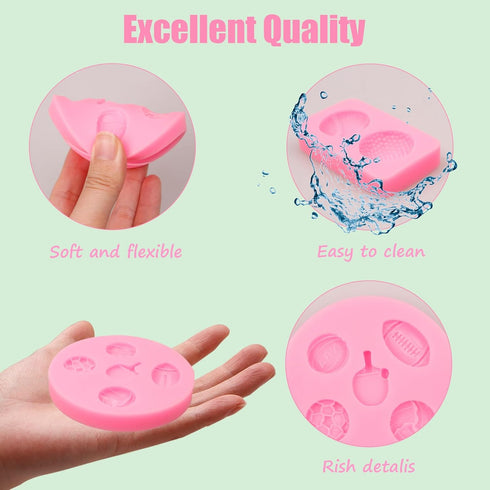 Sports Polymer Clay Molds, 15 Pcs Ball Polymer Clay Molds for Earrings, Football Basketball Rugby Clay Molds for Polymer Clay Jewelry, Volleyball ...