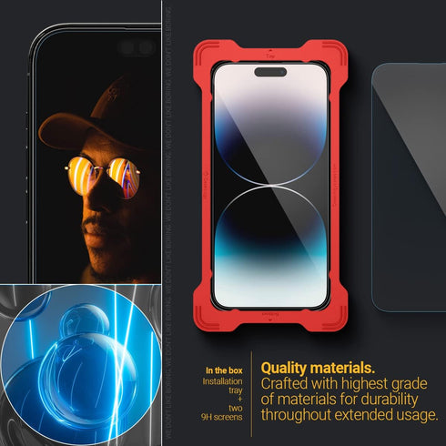 Caseology 2 Pack Snap Fit Clear Tempered Glass for iPhone 14 Pro Max Screen Protector with Installation Kit 5G (2022) - 2 Pack...