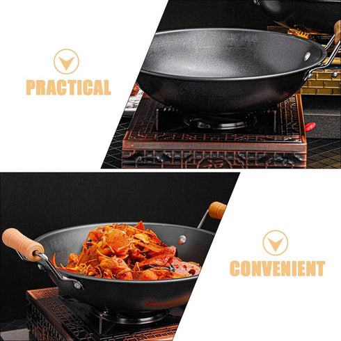 Small Iron Pot Camping Cooking Pot Stainless Steel Wok Kitchen Metal Pot Stainless Steel Pot Dry Pot Cooking Tool Wok for Stove Dual Handle Wok St...