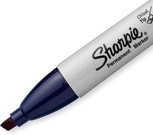 Sharpie Permanent Markers Chisel Tip Navy 12-Count Broad and Fine Strokes Marks on Most Surface Waterproof Smearproof Long Lasting Quikly Drying...