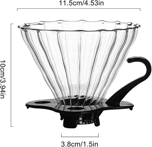 V60 02 Cone Glass Coffee Dripper, 1-4 Cups, Pour Over Coffee Maker, Reusable Coffee Filter Cup, Slow Brewing Accessories for Home, Cafe, Party...