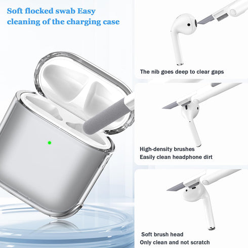 for Airpods 2nd Generation Case Cover, Clear Soft TPU Transparent Four Corner Military Grade Shockproof Protective Case with Cleaning Kit for Airp...