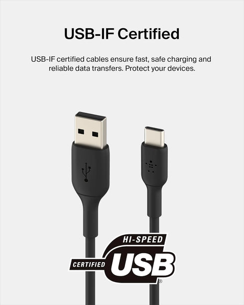 Belkin BoostCharge USB-C Cable (6.6ft/2M), USB-C to USB-A Cable, USB Type-C Cable for iPhone 15 Series, Samsung Galaxy S24, S23, Note20, Pixel 8, ...