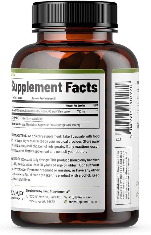 Olive Leaf Extract Capsules - Super Strength 40% Oleuropein for Blood Flow Support, Improve Digestion, Antioxidant Boost Supplement, Improve Brain...