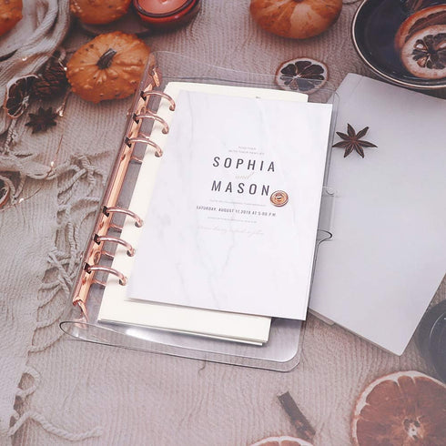 Clear A6 Binder Cover Rose Gold 6 Ring Budget Binders Snap Button Closure Loose Leaf Folders Refillable Soft Notebook Shell Protector(Rose Gold)...