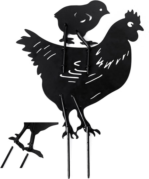 TT & MM Rooster Yard Decor Metal Decorative Garden Stakes - Chicken Yard Art Rooster and Hen with Chicks Statues Idea Garden Gifts for Outdoor, Pa...