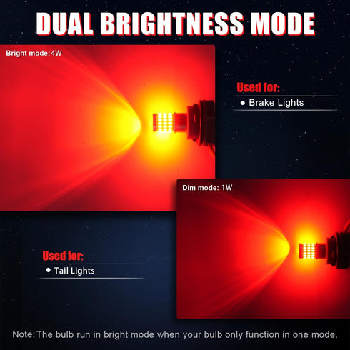 iBrightstar 3157 LED Bulb Red, 3057 LED Brake Lights Bulbs Super Bright for Rear Brake Lights and Tail Lights, 2 Pack...