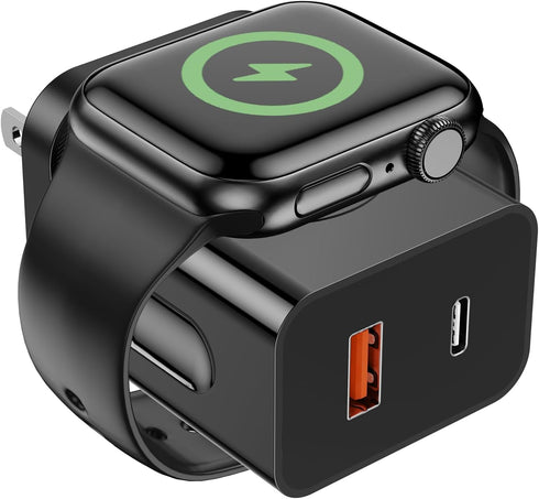 20W for Apple Watch Charger, PD 3-in-1 Portable Fast Charger with Magnetic Wireless Charging, Dual Ports USB C Wall Charger Block Compatible with ...