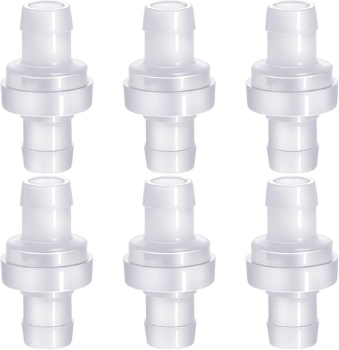 6 Pack One Way Check Valves, 1/2" (12mm) Hose Barb Non Return Ozone Resistance Plastic Valve Pump for Fuel Oil Water Air Gas...
