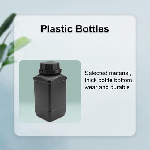 Heyiarbeit 5pcs Plastic Lab Chemical Reagent Bottle 1000ml/34oz Wide Mouth Sample Sealing Liquid Storage Container Black Cap...