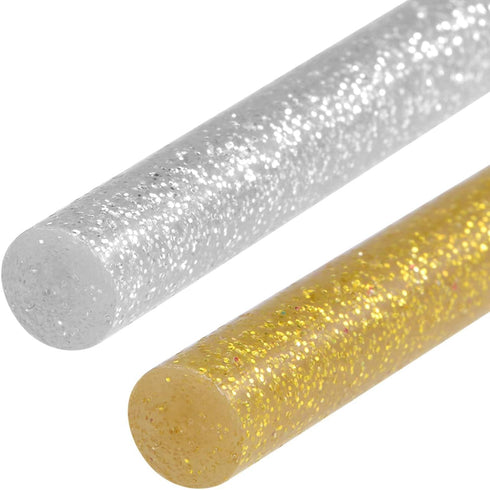 MECCANIXITY Mini Hot Glue Gun Sticks 32pcs 4-inch x 0.27-inch Glitter Silver/Glitter Gold for DIY Craft Making...