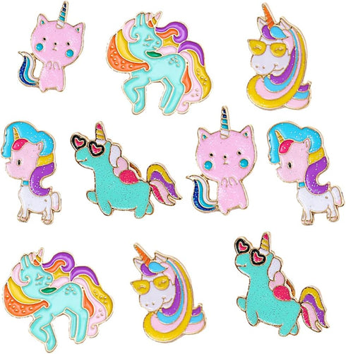 LUOZZY 10pcs Unicorn Enamel Pins Set Cute Pins for Backpacks Aesthetic Kawaii Animal Lapel Pin Brooch Pin Breastpin Unicorn Gifts Unicorn Party Su...