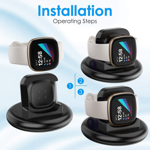 Charger Dock Compatible with Fitbit Sense 2/Versa 4/Sense/Versa 3, Anti-Slip Charging Stand Dock Station Replacement USB Cable 4.3Ft Cord Accessor...