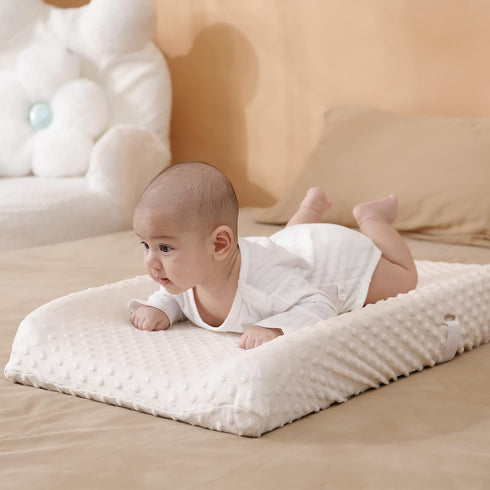 Solid Changing Table Pad Cover Cradle Sheet, Fits 32"/34''x16" Contoured Diaper Changing Pad, Ultra Soft Cozy Minky Dots Plush Changing Table Cove...