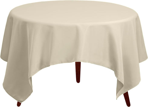 Gee Di Moda Square Tablecloth - 70 x 70 Inch Ivory Table Cloth for Medium Square or Round Tables - Heavy Duty Washable Fabric - for Buffet Table, ...