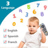 Kids Realistic TV Remote Control with Soft Light and Sound, Early Educational Learning Remote Toy with 3 Different Language, Musical Remote Toy fo...