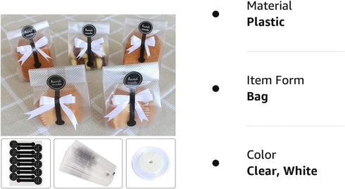 Cookie Bags for Packaging, Searik Translucent Plastic Cellophane Pastry Treat Bags for Party Gift Giving Bakery Bread Candy Chocolate Wrapping Goo...