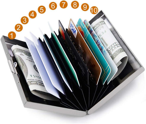 EASTNIGHTS RFID Credit Card Holder Protector Metal Credit Card Wallet Business Card Holder for Men Women Gift Box Package (Silver)...