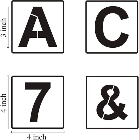 Alphabet Letter and Number Stencils 4 Inch - 40 Pack Letters and Numbers Stencil Templates with Signs for Painting on Wood, Reusable Number and Le...