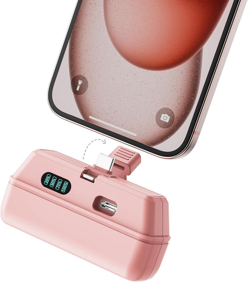 iPhone Power Bank of iPhone 15 Portable Charger USB c 5000mAh Switchable Double Plug A Small Portable Charger Compatible with iPhone 15/14/13/12/1...