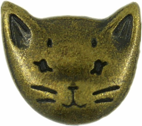 Bezelry 12 Pieces Cute Cat Metal Shank Buttons 18mm (Antique Brass)...