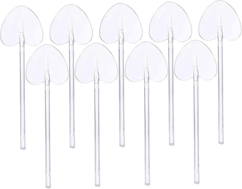 100Pcs Disposable Heart Desserts Spoons Plastic Tasting Spoons Cake Long Handle Spoon Individually Wrapped Tasting Serving Dessert Spoon for Resta...
