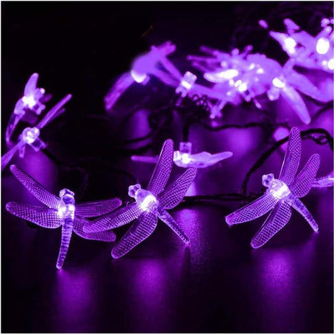 SEMILITS Solar String Lights 20Ft 30LED Dragonfly Shaped Waterproof Fairy Decoration Lighting for Indoor/Outdoor,Patio Christmas party Holiday Dec...