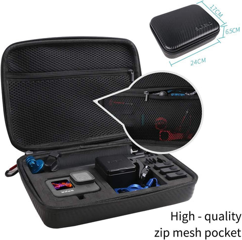 SUREWO Surface-Waterproof Carrying Case Compatible with GoPro Hero 12/11/10/9/8/7/(2018)/6/5 Black,DJI Osmo Action,AKASO/Campark/YI Action Camera ...