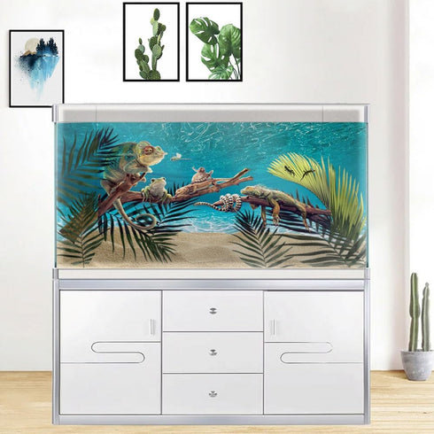 30X18IN Natural Undersea Aquarium Background, Undersea Beach Fish Tank Background, with 8 EVA Double-Sided Tape...