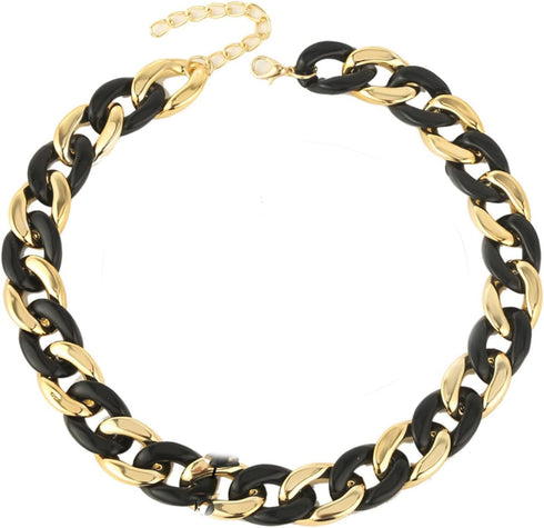 Punk Acrylic Colorful Leopard Cuban Link Chain Statement Necklace Rainbow Chunky Paperclip Collar Choker Necklace for Women Gift Hip Hop Adjustabl...