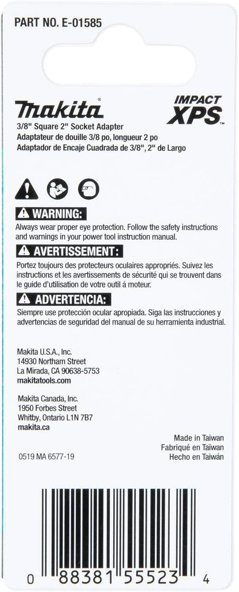 Makita E-01585 Impact XPS™ 3/8" Square 2" Socket Adapter...