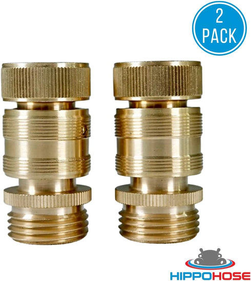 Quick Connector Garden Hose Fittings (2 Pack) - Leak Free - 3/4" Snap-On Water Hose Adapter for Quick Release - Solid Brass - Quick Connection Gar...