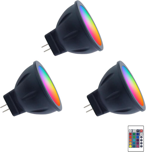 RGB MR11 LED Bulbs Color Changing, GU4 Bi-pin Base, Warm White+15 Multicolors and 4-Level Brightness on Remote Control, 12V MR11 Halogen Bulb Repl...