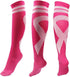 2 Pairs Breast Cancer Awareness Compression Socks Pink Softball Soccer Football Socks...