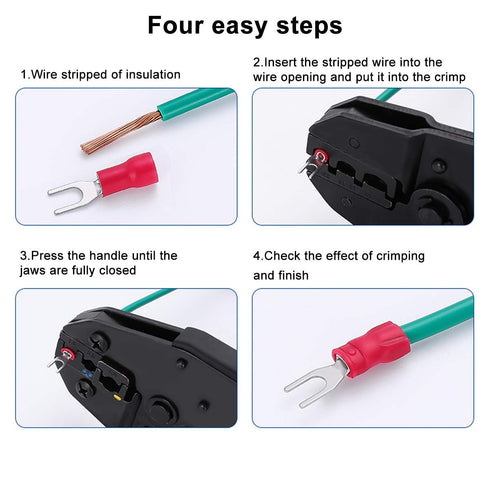 Baomain Insulated Fork Spade Wire Connector Electrical Crimp Terminal 14-16AWG(1.5-2.5 mmq) USA #8 Blue (200PCS)...