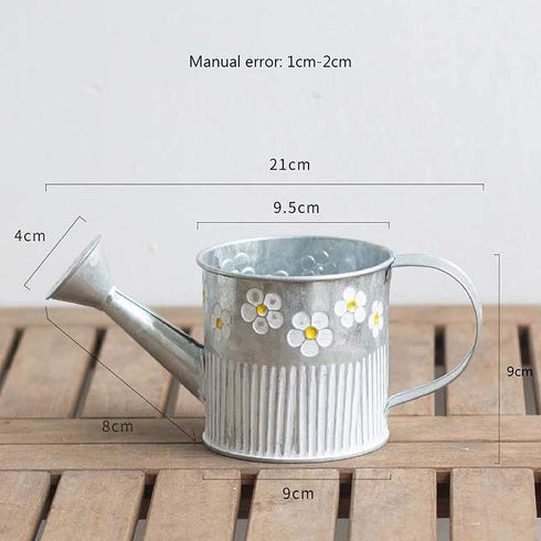 Watering Can Metal Bucket Planter Daisy Embossed Garden Metal Tin Bucket Pots Flower Pot for Home Decoration Wedding Window...